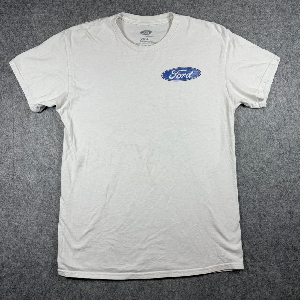 Ford Mens American Classic F100 Pickup Truck Graphic T Shirt M White Cotton